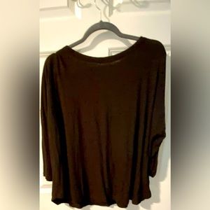Linen-Blend Shirttail Tee dark brown J.Jill 3/4 sleeve